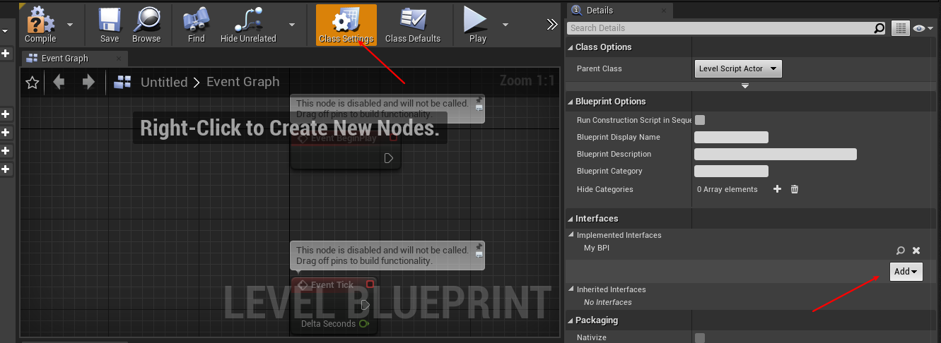 AddInterfaceToLevelBlueprint